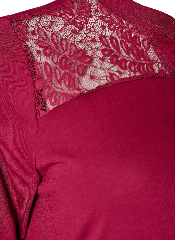 Jersey dress with lace details and a layered skirt, Red, Packshot image number 3