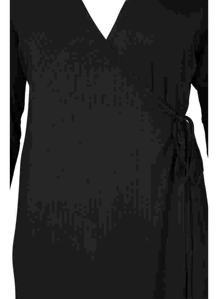 Long sleeved wrap dress in viscose, Black, Packshot image number 2
