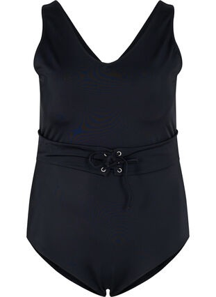 Swimsuit with drawstring details, Black, Packshot image number 0