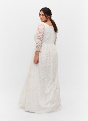 Lace wedding dress with 3/4 sleeves, Star White, Model image number 1