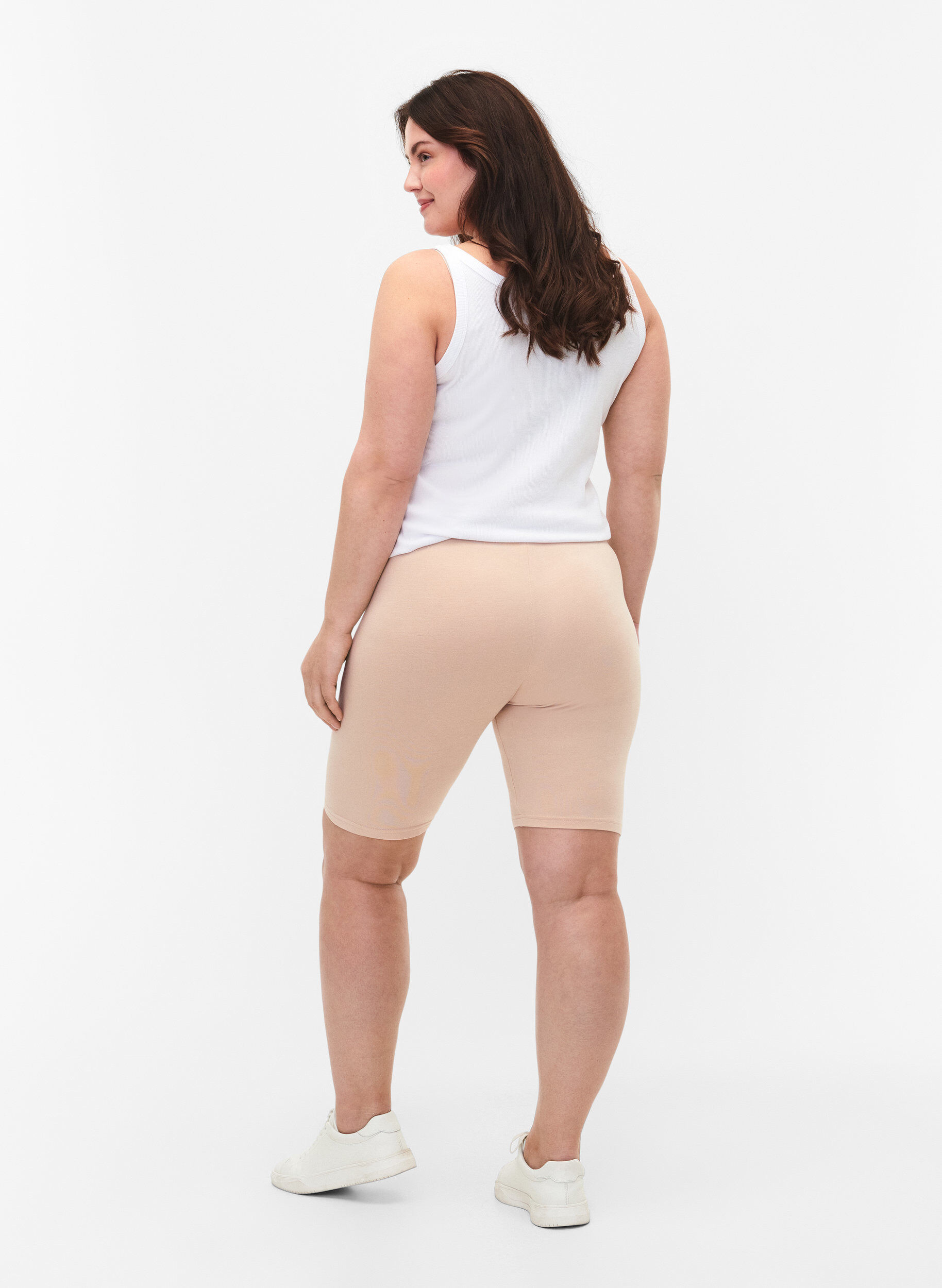 ZizzifashionPlain-coloured basic bike shorts, Beige, Model image number 2