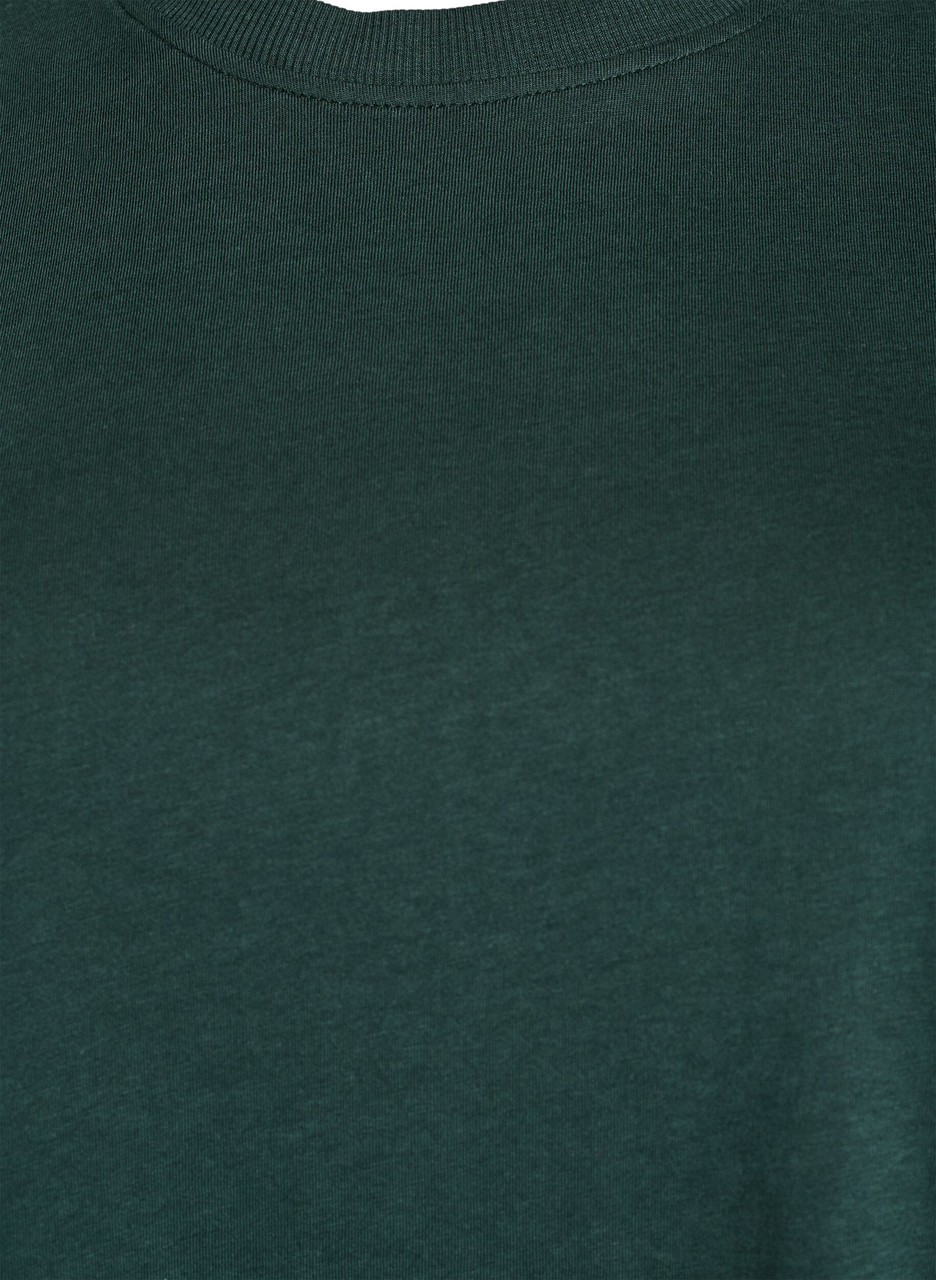 ZizzifashionBasic cotton T-shirt with round neck, Green, Packshot image number 2