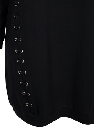 Cotton sweatshirt tunic with lace details, Black, Packshot image number 3