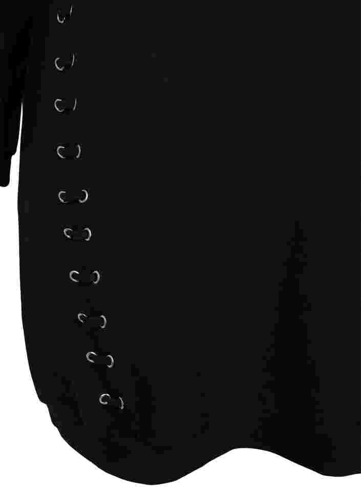 Cotton sweatshirt tunic with lace details, Black, Packshot image number 3