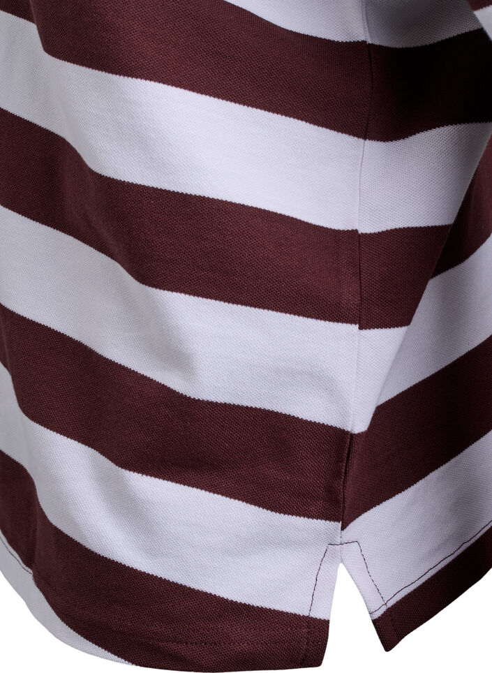Striped polo shirt with long sleeves, Dark Bordeaux, Packshot image number 3