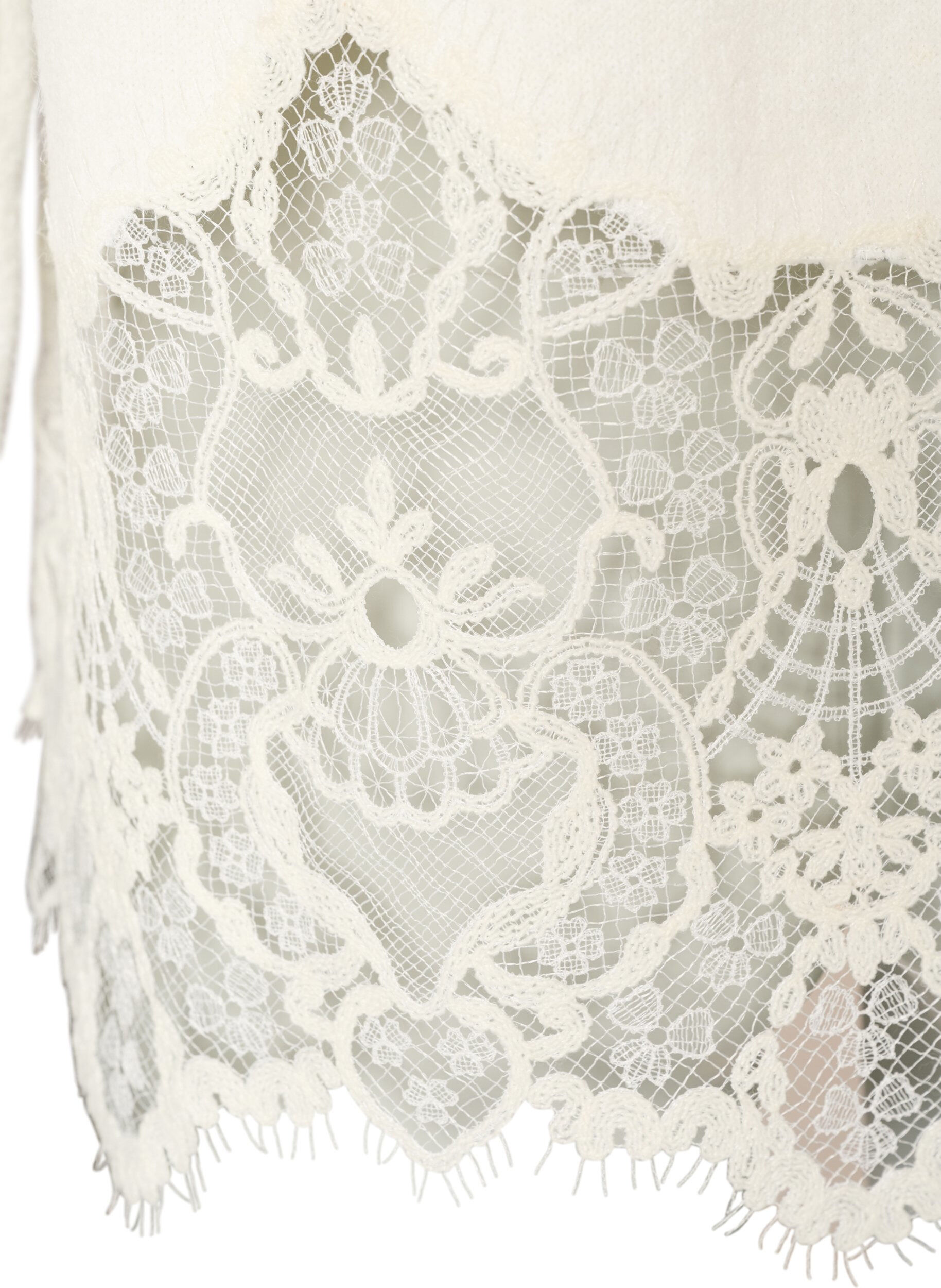ZizzifashionKnitted blouse with raglan sleeves and a wide lace trim, Beige, Packshot image number 4