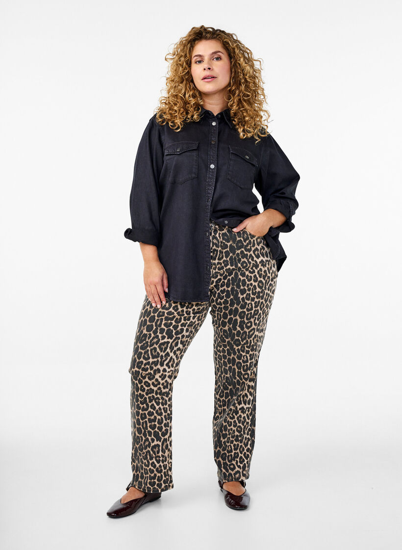 Denim shirt with chest pockets, Black, Model image number 1