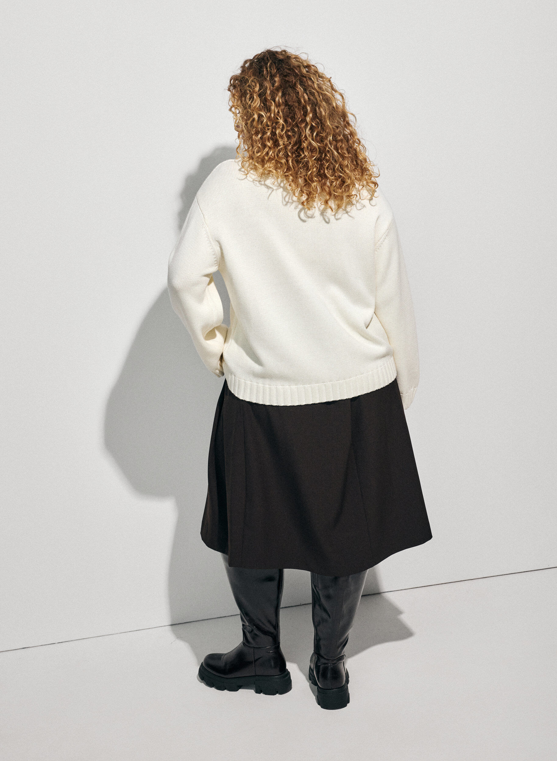 ZizzifashionJumper with a cable knit pattern, Vanilla, Model image number 2