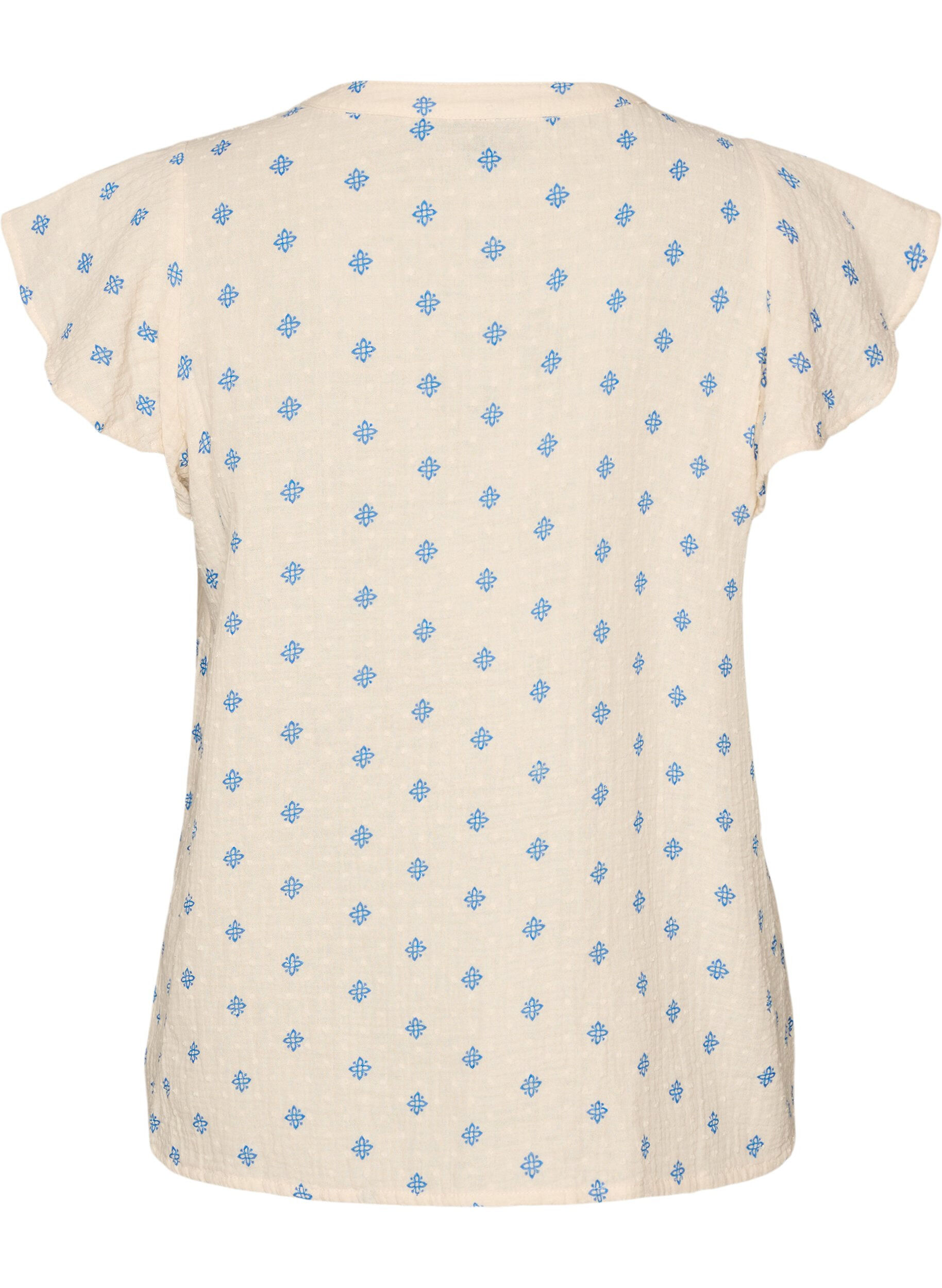ZizzifashionSleeveless blouse with crochet trim and ruffle detail, Beige, Packshot image number 1