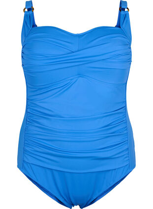 Quilted swimsuit with drapes, Palace Blue, Packshot image number 0