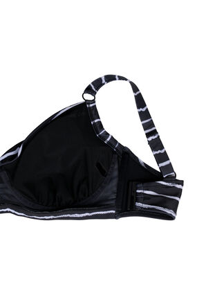Printed bikini bra with underwire, Black White Stripe, Packshot image number 3