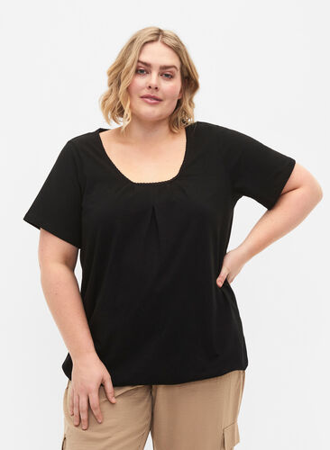 Short sleeve cotton t-shirt, Black, Model image number 0