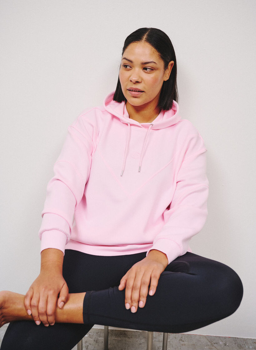 Sporty scuba hoodie with decorative stitching, Pink, Image image number 0