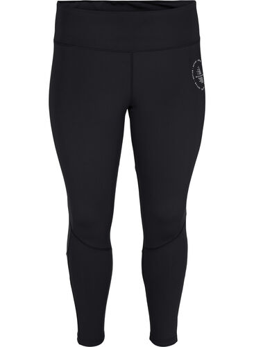 Solid-coloured gym leggings, Black, Packshot image number 0