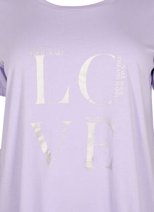 	 Short sleeve cotton t-shirt with print, Lavender W. Love, Packshot image number 2
