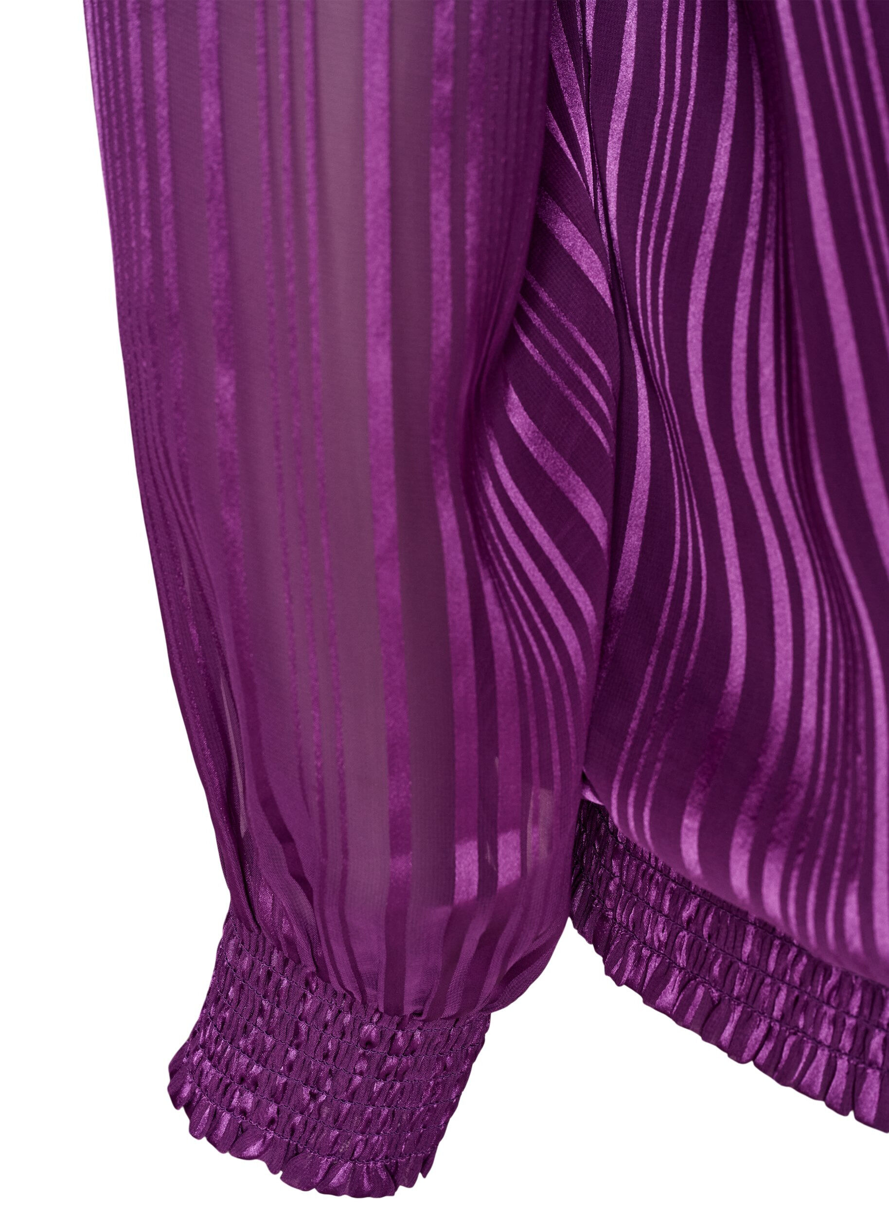 ZizzifashionStriped blouse with a balloon shape, Purple, Packshot image number 3