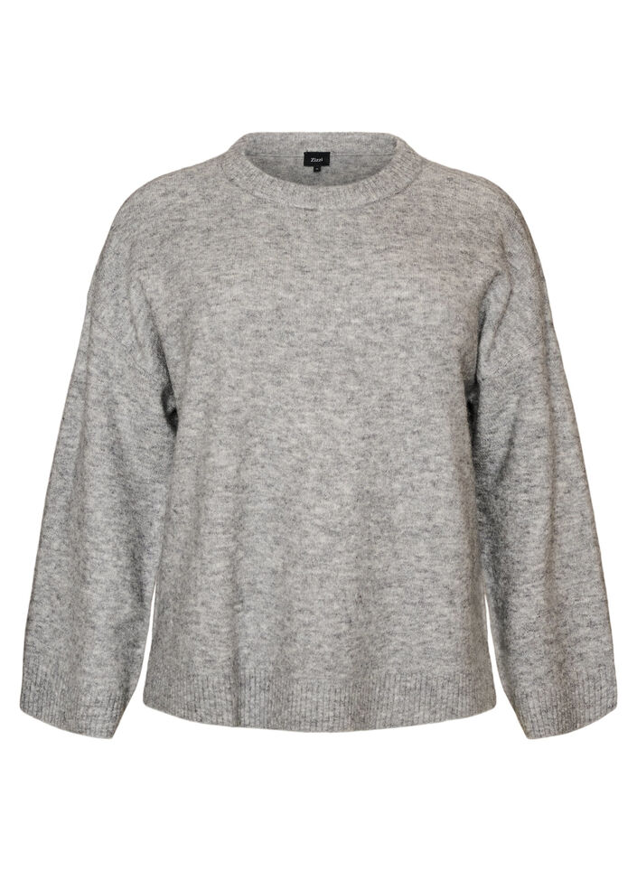 Loose knitted blouse with alpaca and wool, Grey, Packshot image number 0