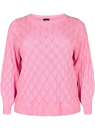 Pullover with hole pattern and boat neck	, Begonia Pink, Packshot