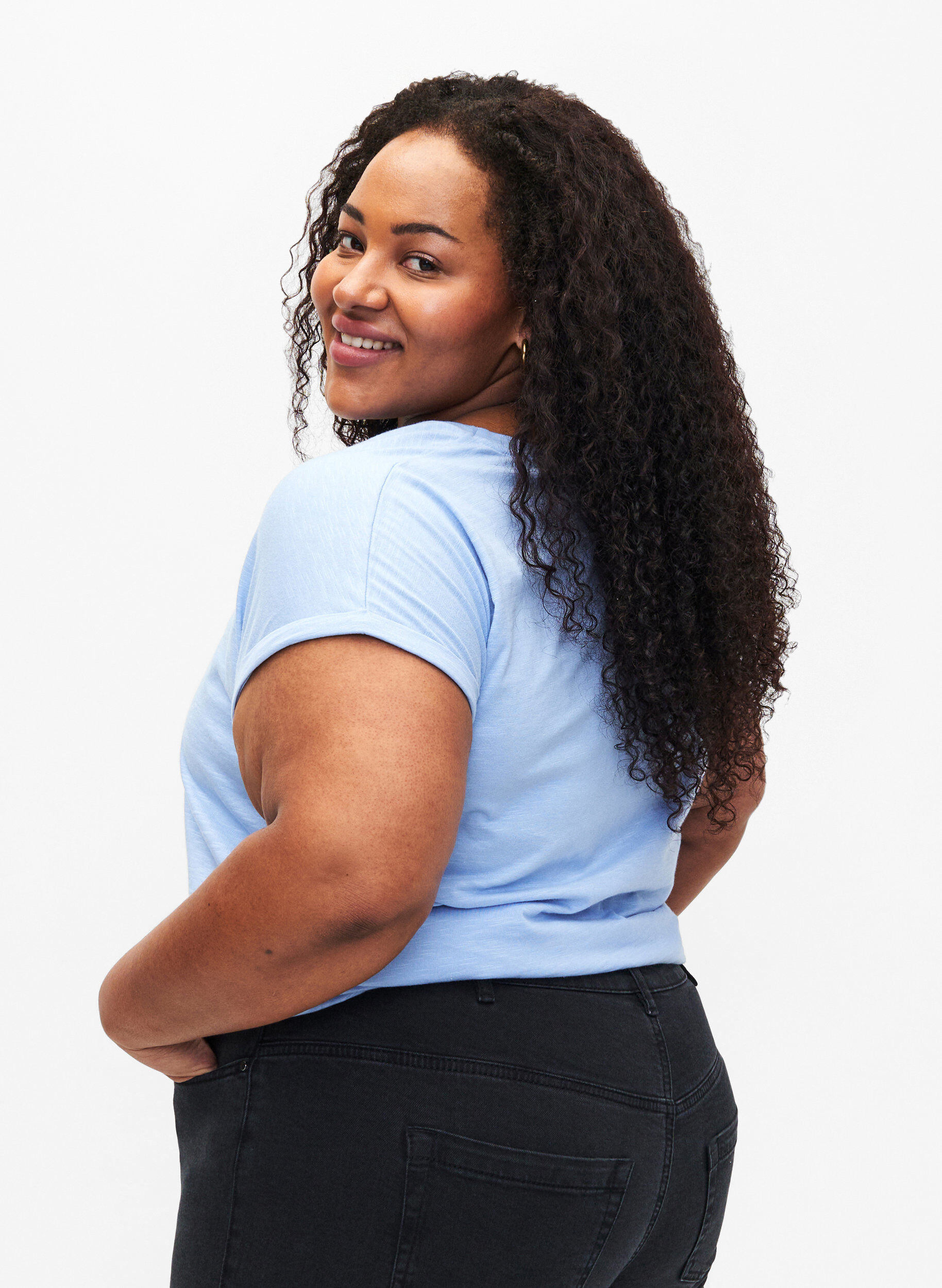 Zizzifashion Printed T-shirt in organic cotton, Serenityw.Navy Print, Model image number 1