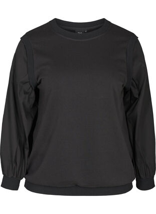Sweatshirt with long sleeves and ribbed cuffs, Black, Packshot image number 0