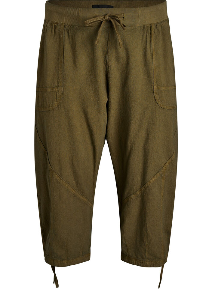 Cotton Capri trousers, Green, Packshot image number 0