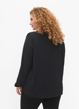 Long sleeved blouse with ruffles, Black Dot, Model image number 1