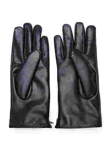 Leather gloves with zip, Black, Packshot image number 1