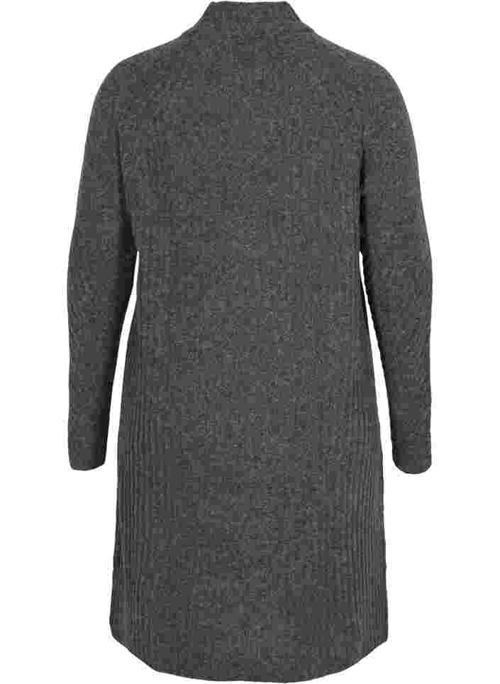 Knitted dress with rib structure, Dark Grey Melange, Packshot image number 1