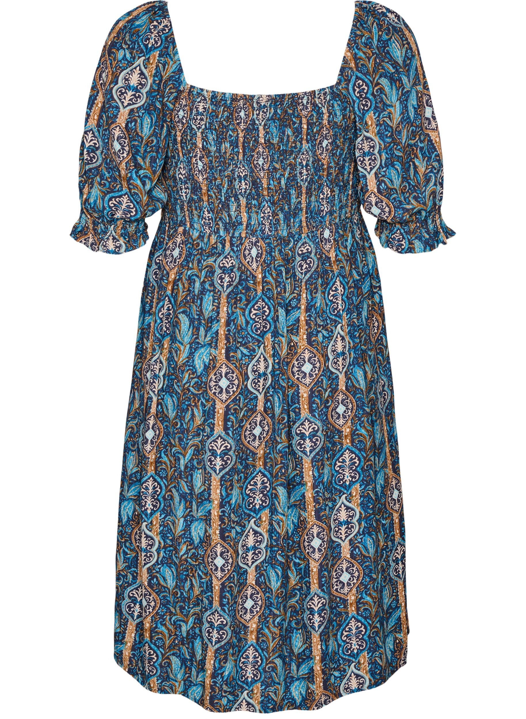 ZizzifashionSummer dress in viscose with paisley print, Blue, Packshot image number 1