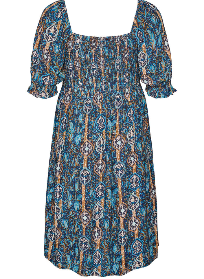 Summer dress in viscose with paisley print, Blue, Packshot image number 1