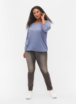 Plain blouse with 3/4 sleeves, Deep Cobalt Mel. , Model image number 2
