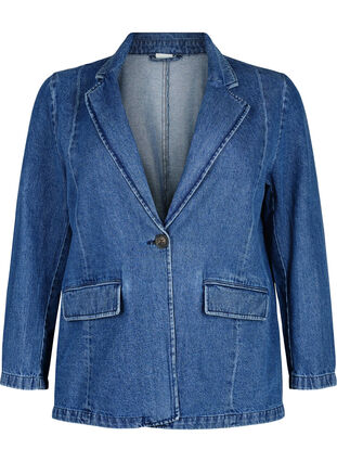 Denim blazer with pockets, Blue Denim, Packshot image number 0