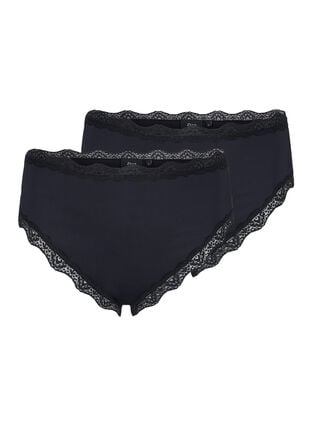 2-pack Brazilian briefs with lace, Black, Packshot image number 0