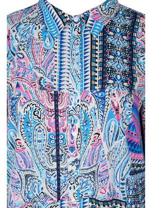 Long paisley printed viscose shirt, Blue Pink Paisley , Packshot image number 2