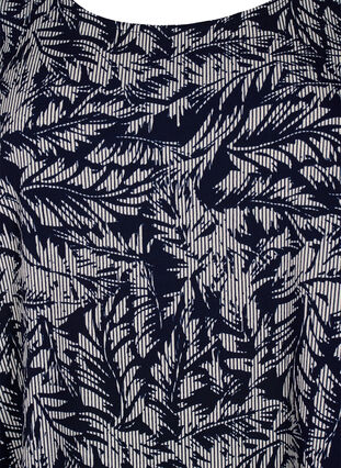 FLASH - Blouse with short sleeves and print, Off White Blue Leaf, Packshot image number 2