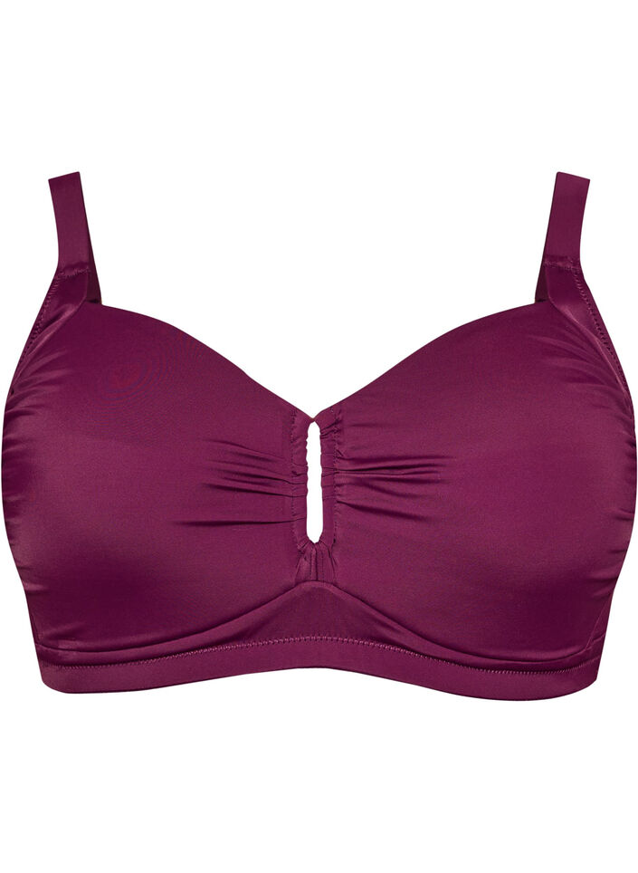 Padded bikini top with ring detail, Purple, Packshot image number 0
