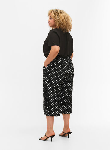 Culotte trousers with print, Black w. Dots, Model image number 1