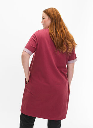Short-sleeved sweat dress with pockets, Dry Rose, Model image number 1