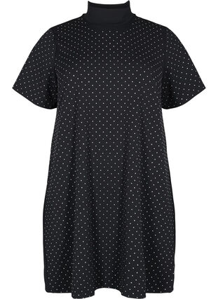 Short sleeve dress with stones, Black, Packshot image number 0