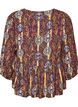 Blouse with paisley print and lace detail, Purple, Packshot image number 1