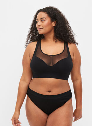 Soft bra with mesh, Black, Model image number 3