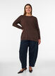 Jersey blouse with asymmetrical lace trim, Brown, Model image number 1