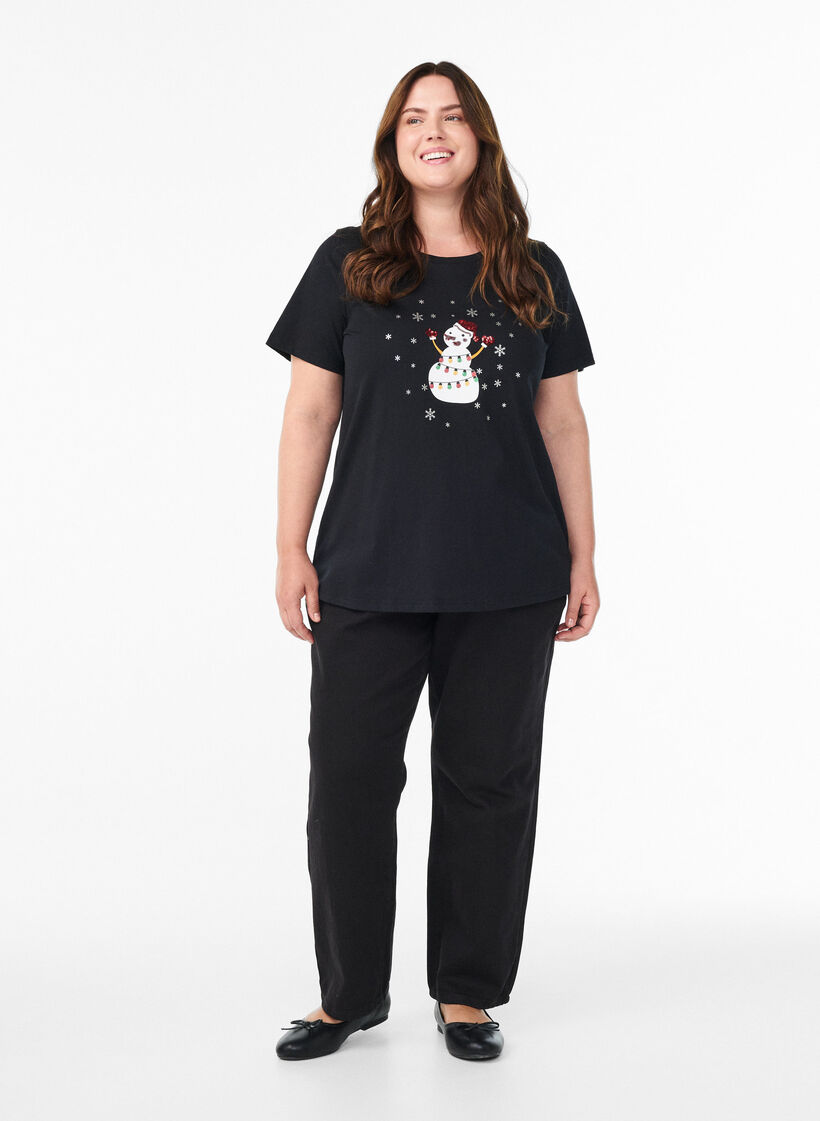 Christmas t-shirt in organic cotton, Black, Model image number 1