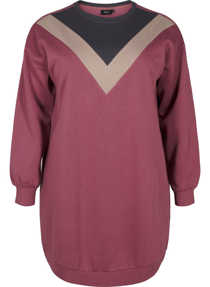 Long sweatshirt with colourblock, Rose B. Color Block, Packshot image number 0