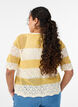 Knitted cardigan with eyelet embroidery and stripes, Yellow, Model image number 2