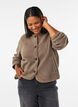 Teddy jacket with a round neck and buttons, Brown, Model image number 0