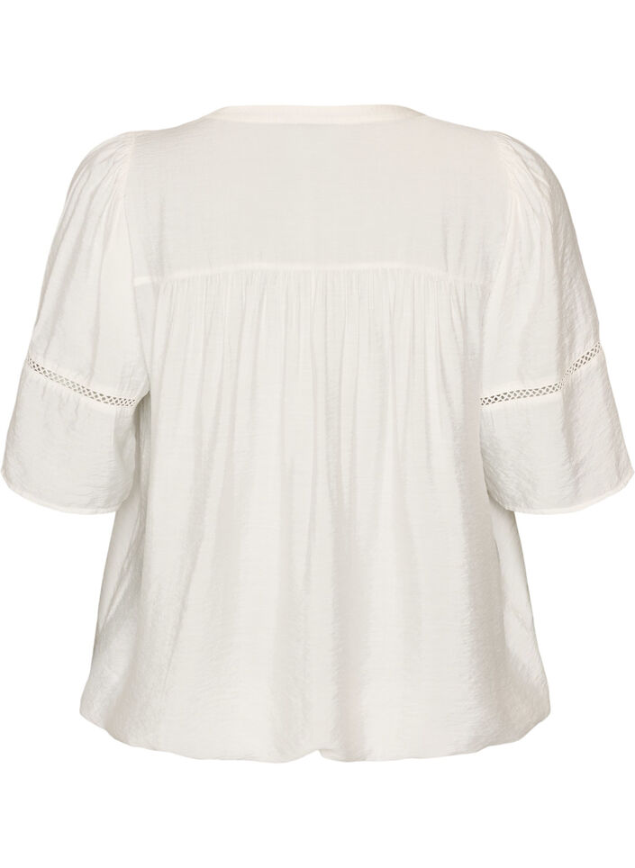 Viscose blouse with pintucks and balloon effect, Vanilla, Packshot image number 1