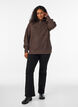 Knitted sweater with high neck and zipper, Brown, Model image number 1