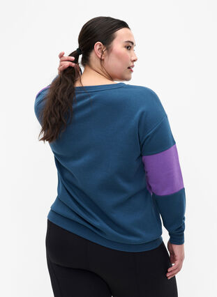 Sweatshirt with sporty print, Blue Wing Teal Comb, Model image number 1