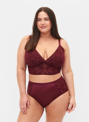 Underwear with lace and regular waist, Bordeaux Ass, Model image number 0